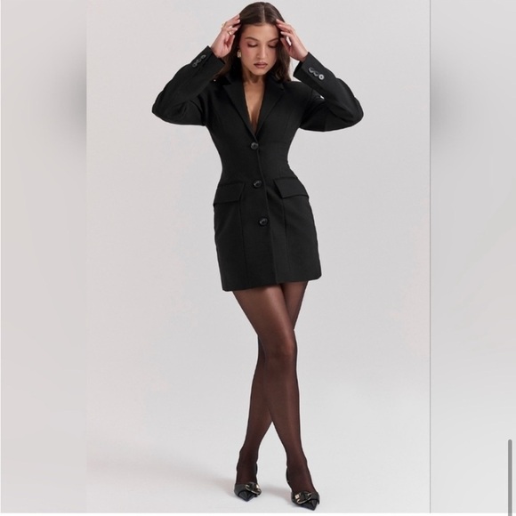 House Of CB Amia Blazer Mini Dress Black - Picture 2 of 12